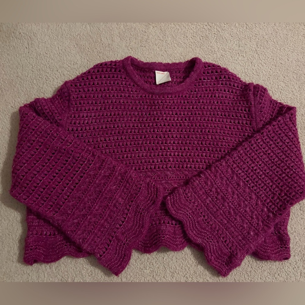 Women's Crochet Sweater - Purple
